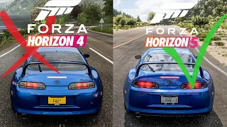 Forza Horizon 5 vs 4 Engine Sounds Comparison (Toyota Supra mk4)