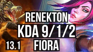 RENEKTON vs FIORA (TOP) | Rank 4 Renekton, 2.8M mastery, 8 solo kills, 9/1/2 | KR Master | 13.1