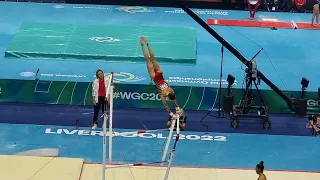 Nina Derwael training Uneven bars combo - 2022 World Championships