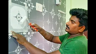 wall painting stencils for living room Designs and ideas (DIY)