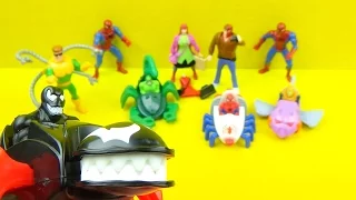 1995 McDONALD'S MARVEL COMICS SPIDERMAN HAPPY MEAL SET OF 9 TOYS VIDEO REVIEW