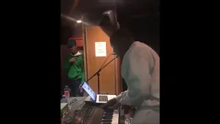 Kanye West chopping a Michael Jackson sample with Chance The Rapper in the studio. #Chicago