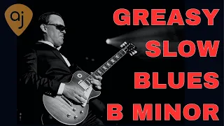 Greasy Slow Minor Blues Jam in B | Guitar Backing Track (B Minor  / 136 BPM)