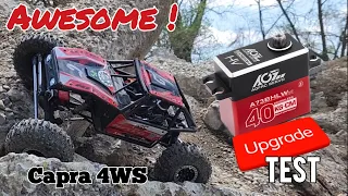 AGFRC 40kg brushless servo upgrade test on the Axial Capra 4ws at "world class" Crawler County