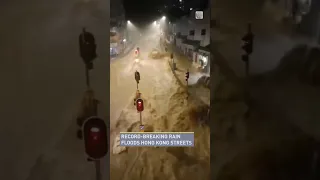 Streets of Hong Kong turn into raging rivers after torrential rain | #shorts #HongKong