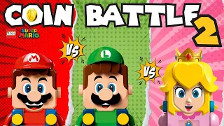 Super Mario Lego Coin Battle 2! Mario vs Luigi vs Peach battle Bowser - Who will win battle 2?