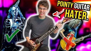 DUMB LES PAUL PLAYER TRIES THE POINTY KIRK HAMMETT GUITAR... || LTD KH-V