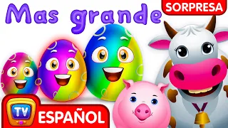 Aprende tamaños y animales de granja para niños | ChuChu TV Huevos Sorpresa