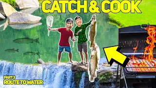 EAT WHAT YOU CATCH CREEK Fishing CHALLENGE! ( CATCH CLEAN COOK )