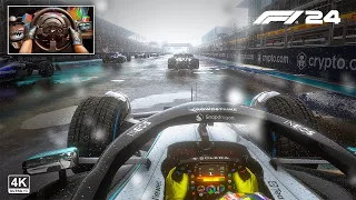F1 24 Season Mod - Mercedes AMG F1 W15 Formula1 Heavy Rain Miami Grand Prix Steering Wheel Gameplay