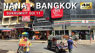 [4K] Walking the Streets around Nana BTS Station in Bangkok on a Sunny day