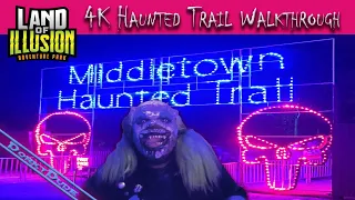 Middletown Haunted Trail at Land of Illusion Scream Park 2021 - haunted trail walkthrough in 4K