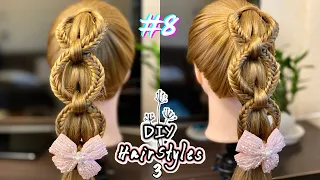 Ponytail 🐠 Fishtail Chain Link hairstyle🍬 || Cute Ponytail Braid Hairstyle || DIY Hairstyles3 #8