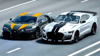 5000HP Ford Mustang 2020 vs Bugatti Chiron SS 300+ at Drag Race 20 KM