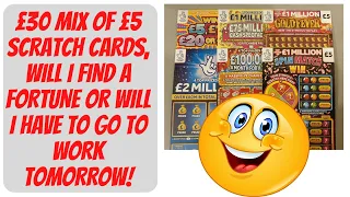 £30 mix of lotto scratch cards. How many of these 6 £5 scratch cards will be winners?