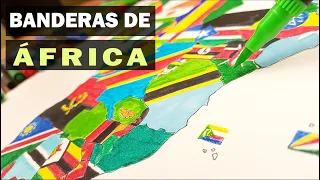 👉🌍Dibuja el mapa completo de Africa con banderas🌍👈