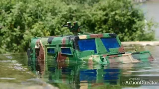 RC amphibious  military vehicle just floating
