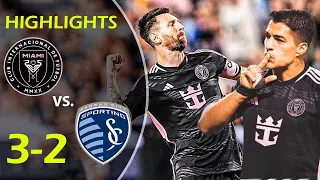 Inter Miami 3-2 Sporting Kansas City│Lionel Messi & Luis Suárez SCORE│Highlights 2024 💥 MLS