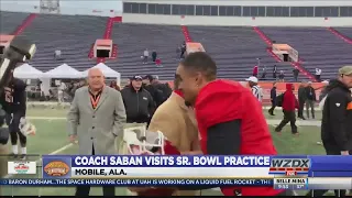 Nick Saban & Jalen Hurts reunite at Senior Bowl Practice