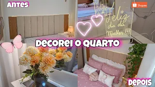 Ficou lindo o quarto novo💕| Cama posta e comprinhas na shopee| Limpeza no quarto✨️