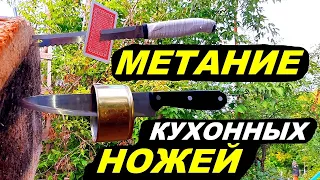 Метание ножей КУХОННЫХ ! МЕТАТЕЛЬ ножей с 30 метров и на меткость !