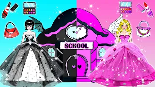 Vestidos De Ángel Y Vampiro Rosa Y Negro New School | Muñecas De Papel DIY | Woa Barbie Colombia