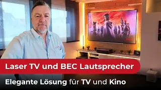 LaserTV und BEC Lautsprecher. Schicke klangvolle Lösung für TV und Kino im Multifunktionszimmer