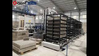 QGM ZN900CG Concrete Block Making Machines with Curing Racks & Cubing System in South America