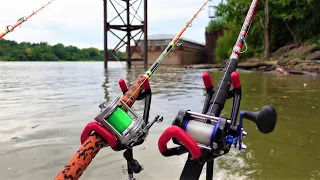 Fishing Barges for Flathead Catfish on the River