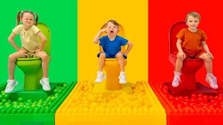 Three Colors Challenge with Toilets + more kids videos by Vania Mania Kids