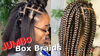 ***HIGHLY REQUESTED*** JUMBO BOX BRAIDS TUTORIAL | RUBBERBAND METHOD