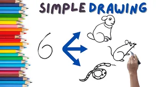 How to Draw Animals from Number 6: Fun Number Art for Kids! 🎨🐶🐭🐍 Magic Art