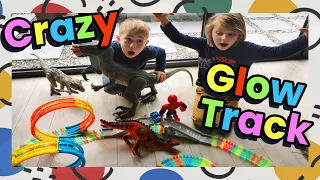 How EXCITING the boys have new Glow tracks! Let's have some fun - kids playing with cars and track