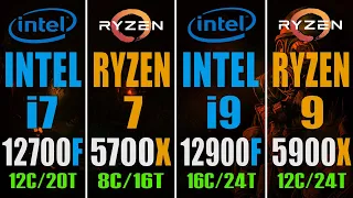 RYZEN 7 5700X vs INTEL i7 12700F vs RYZEN 9 5900X vs INTEL i9 12900F || PC GAMES BENCHMARK TEST ||