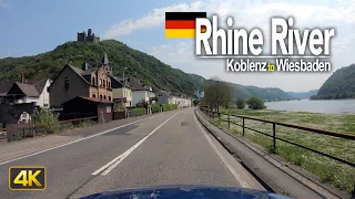 Driving along the Rhine River, Germany🇩🇪 from Koblenz to Wiesbaden