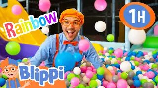 Blippi Visits the Rainbow Indoor Playground! Color Stories for Kids