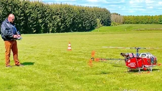 AUTOROTATION WITH HUGE RC SCALE TURBINE MODEL HELICOPTER SA-315B LAMA AND FLIGHT BY BERND PÖTING