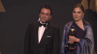 Anousheh Ansari and Firouz Naderi Backstage Interview for Asghar Farhadi's “The Salesman” Best Forei