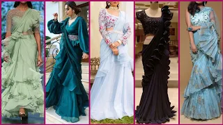 Top 50+ Frill And Ruffle Saree Designs 2022 | By Fashion Craze