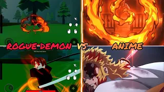 Rogue demon flame breathing vs anime