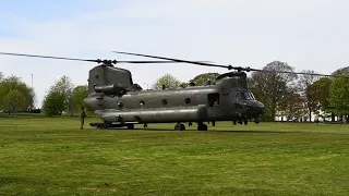 Chinook helicopter lands at Harrogate. 23rd April 2020