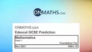 Nov 2021 Predicted Maths GCSE Paper 1 Edexcel (Foundation Paper 1) Non Calculator Exam 1MA1-1F