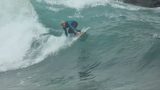 RAW - World Champion Skimboarder Attempts to Subdue Massive Waves at The Wedge