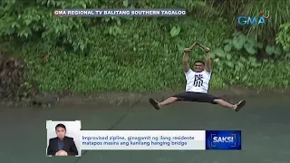 Improvised zipline, ginagamit ng ilang residente matapos masira ang kanilang hanging bridge | Saksi