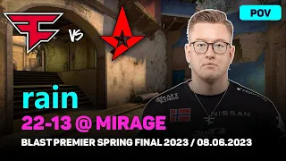 CSGO POV FaZe rain (22/13) vs Astralis (mirage) @ BLAST Premier Spring Final 2023 / Jun 8, 2023