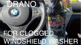 Clogged Windshield Washer Filter - Clear with Draino Drain Cleaner DIY - Easy DIY Zero Tools BMW 128