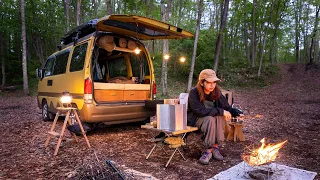 Fresh Greenery Car Camping with Small Camper Van