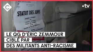 Le QG d’Éric Zemmour, cible d’une opération de collage sauvage - C à Vous - 31/01/2022