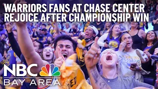 Warriors Fans at Chase Center Celebrate After Watching 2022 NBA Championship Win in Game 6