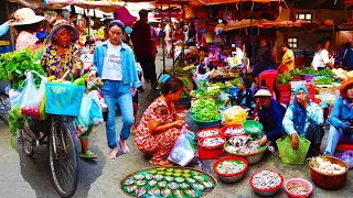 Walk around Takhmao Market, Kandal Province​ -  Fresh Vegetable, Chicken, Fish, dry fish Meat & More